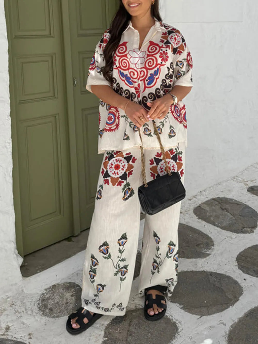 Unique and Exquisite Print Button-down Oversized Blouses