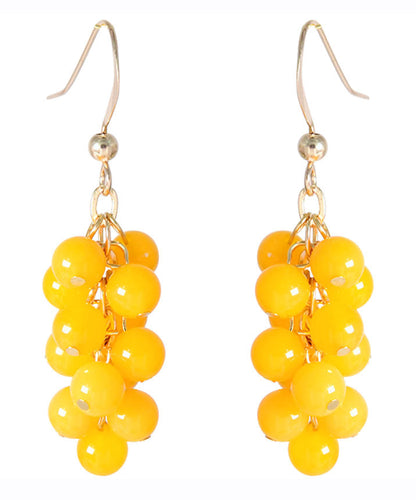Style Yellow 14k Gold Chalcedony Grape Drop Earrings