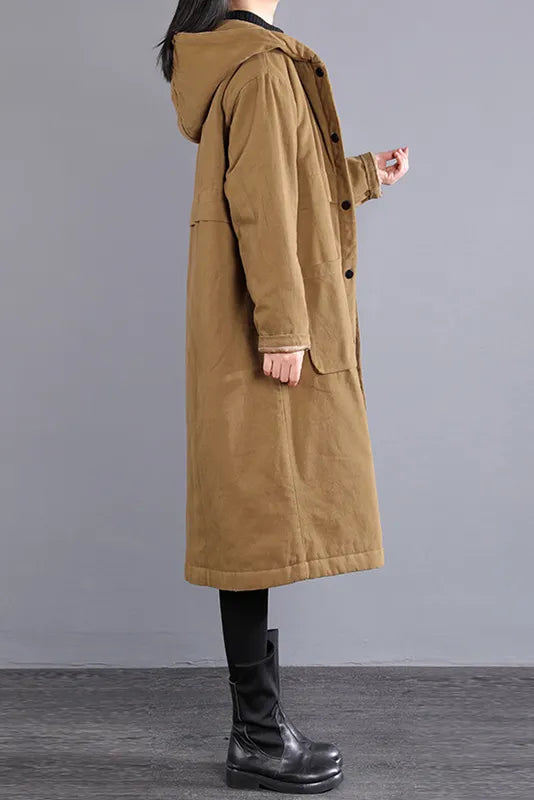 Hooded Cotton Coat Stitching Loose Cotton Coat