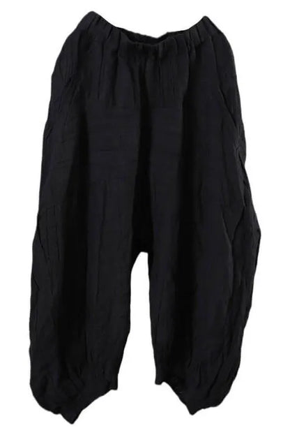 Linen Pleated Elastic Waist Pocket Lantern Pants
