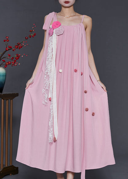 Pink Stereoscopic Chiffon Summer Dress