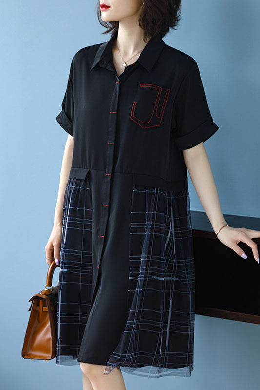 Summer Loose Mesh Embroidered Dress