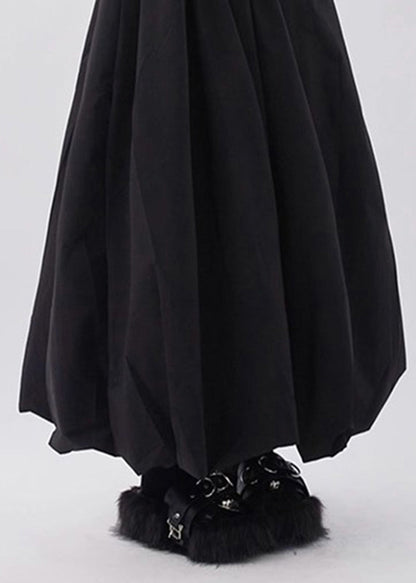 Natural Black Pockets High Waist a Line Skirts Summer
