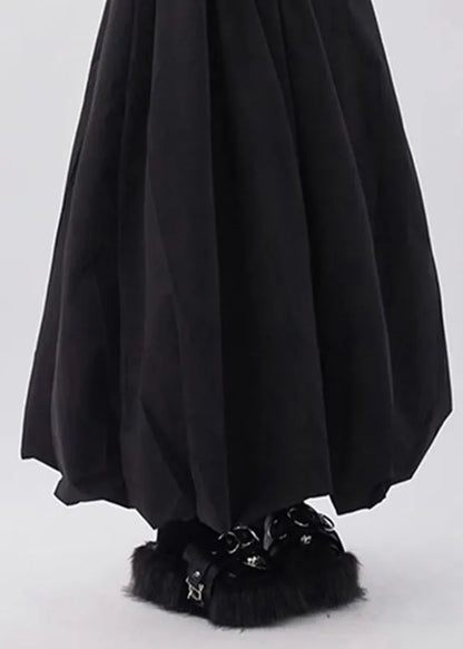 Natural Black Pockets High Waist a Line Skirts Summer