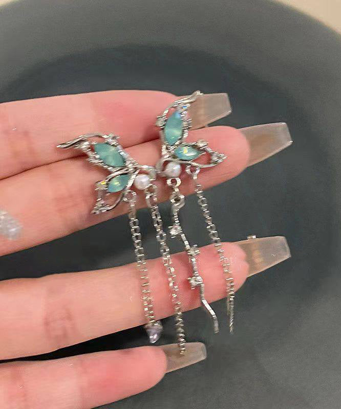 Light Butterfly Tassel French Earrings