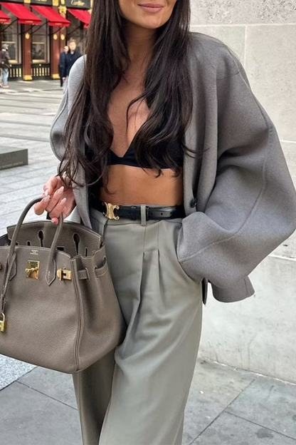 Street Color Buttons V Neck Tops