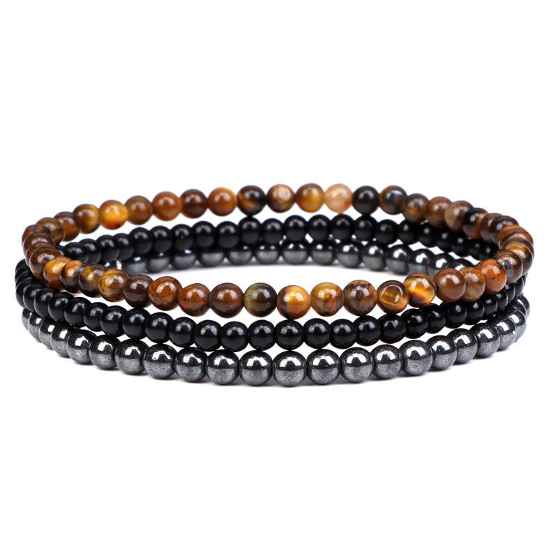 Buddha Stones 3pcs Natural Crystal Stone Inner Peace Spiritual Bracelet
