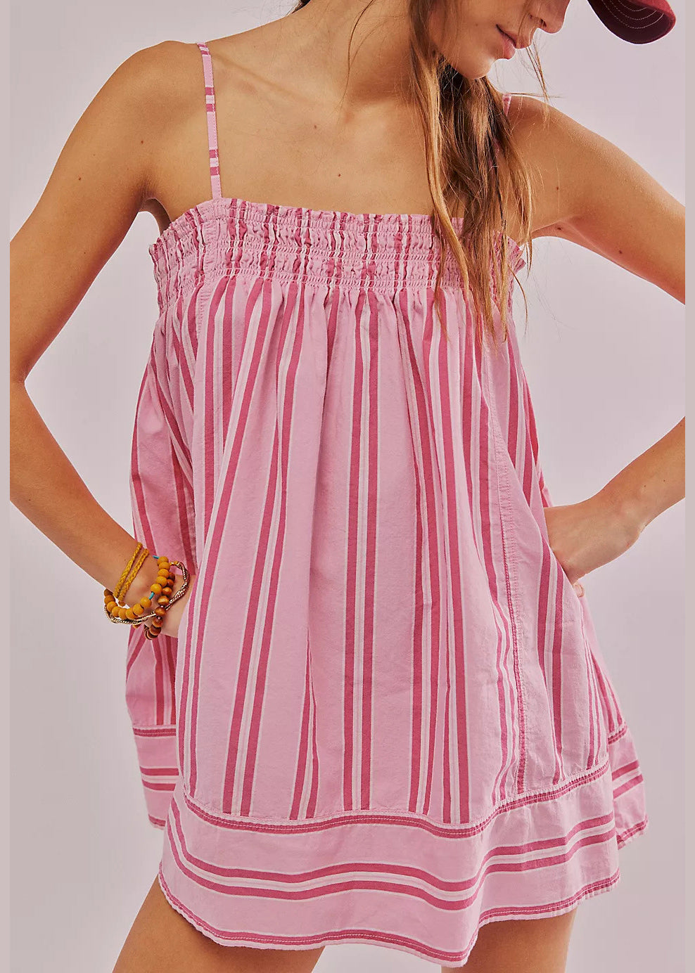 Modern Blue Striped Spaghetti Strap and Shorts Cotton Two Pieces Set Summer