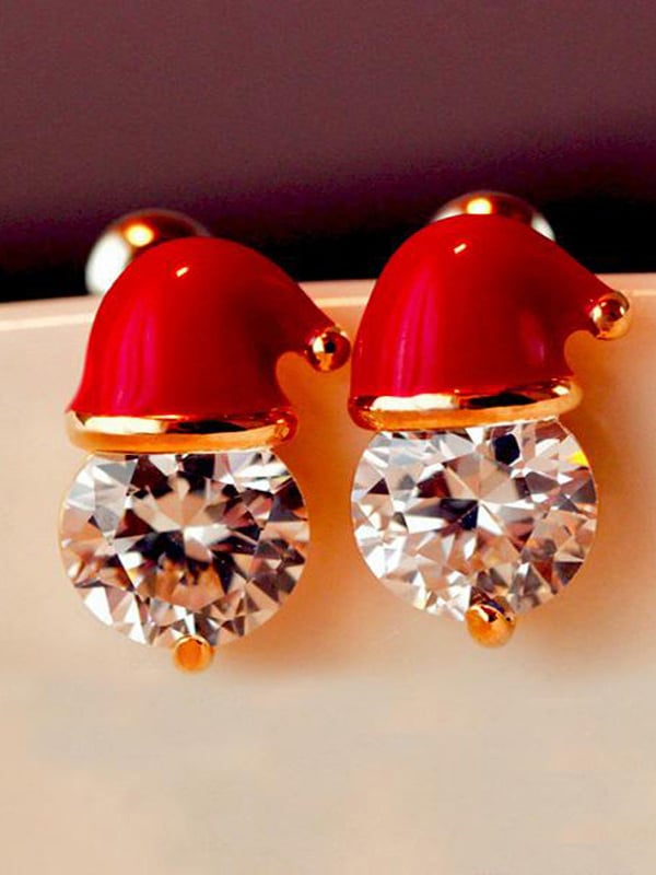 Zircon Earrings With Drop Oil and Diamonds