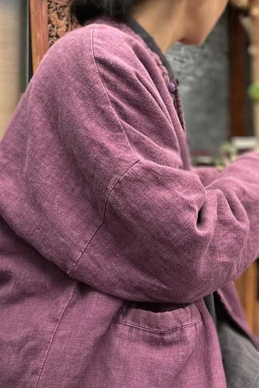 Purple Distressed Linen Cotton Jacket