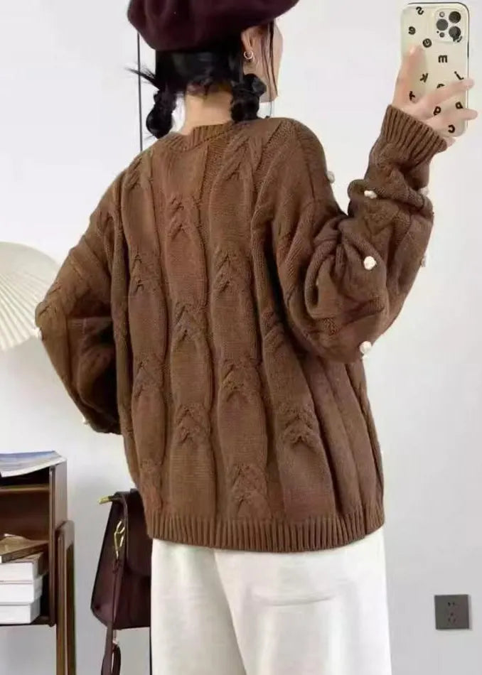 Brown Warm Knit Sweater Oversized Winter
