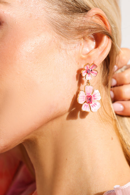 Enamel Imitation Gemstone Drop Earrings