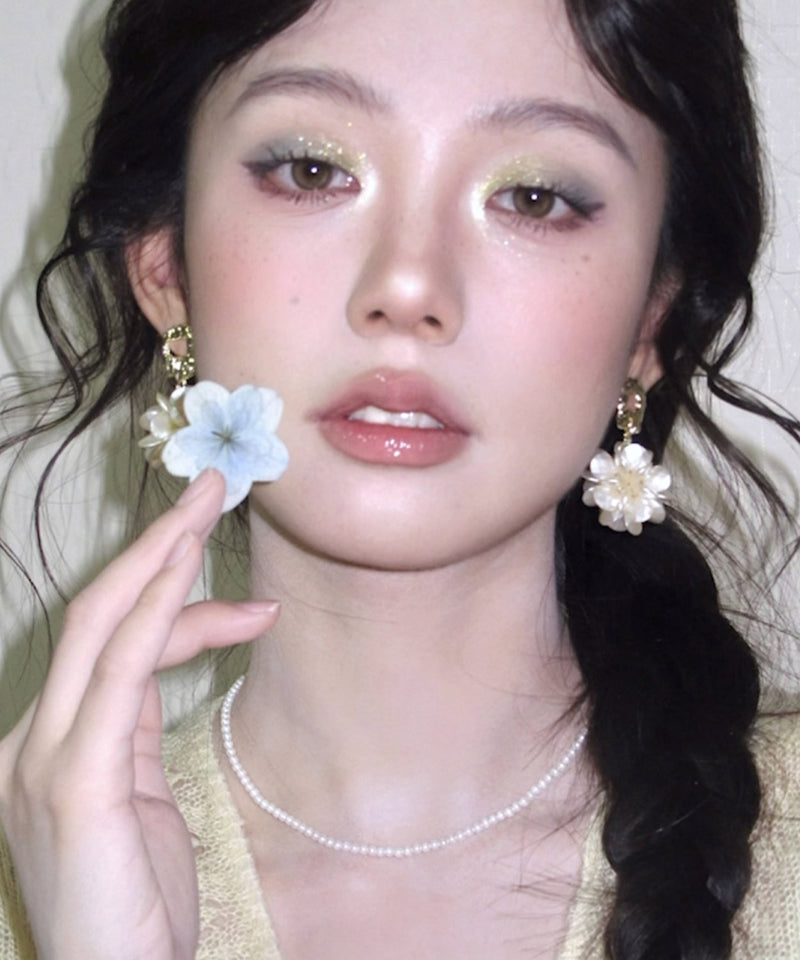 Gold Copper Alloy Resin Drop Earrings
