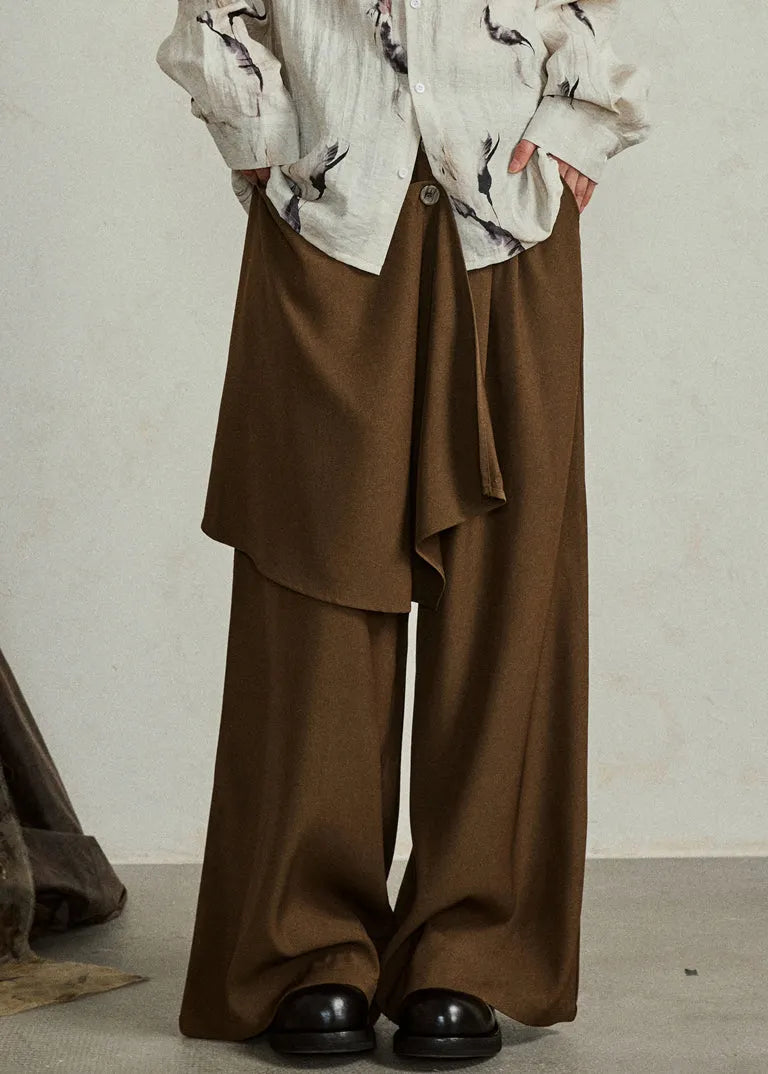 Brief Coffee Pockets Wide Leg Pants Fall