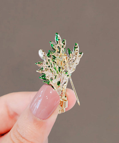 Green Alloy Crystal Lavender Brooches