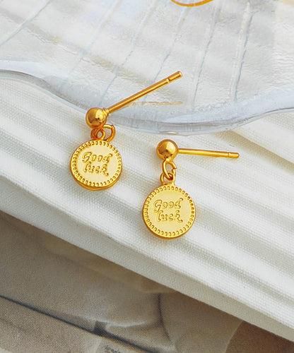 Art Gold Copper Overgild Graphic Stud Earrings