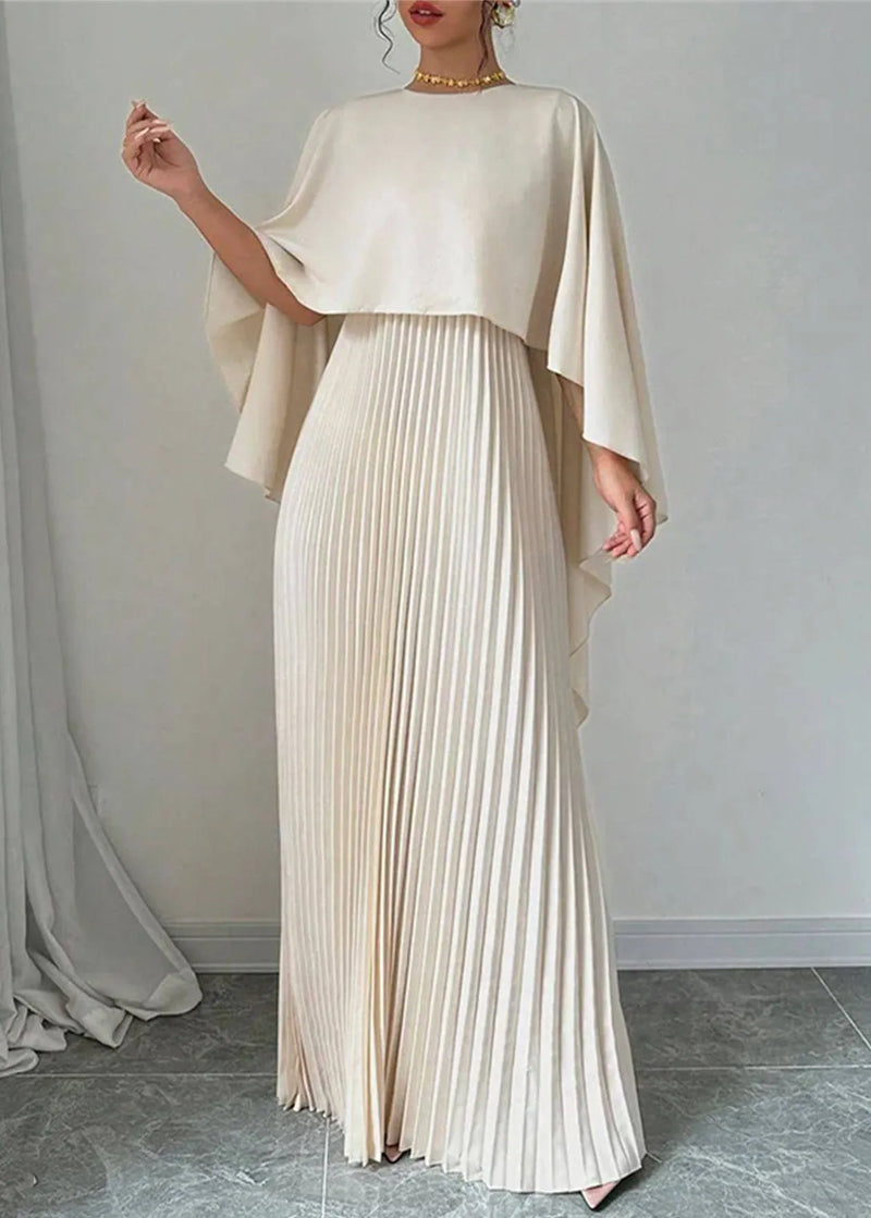 Modern Beige O-neck Maxi Dresses Spring