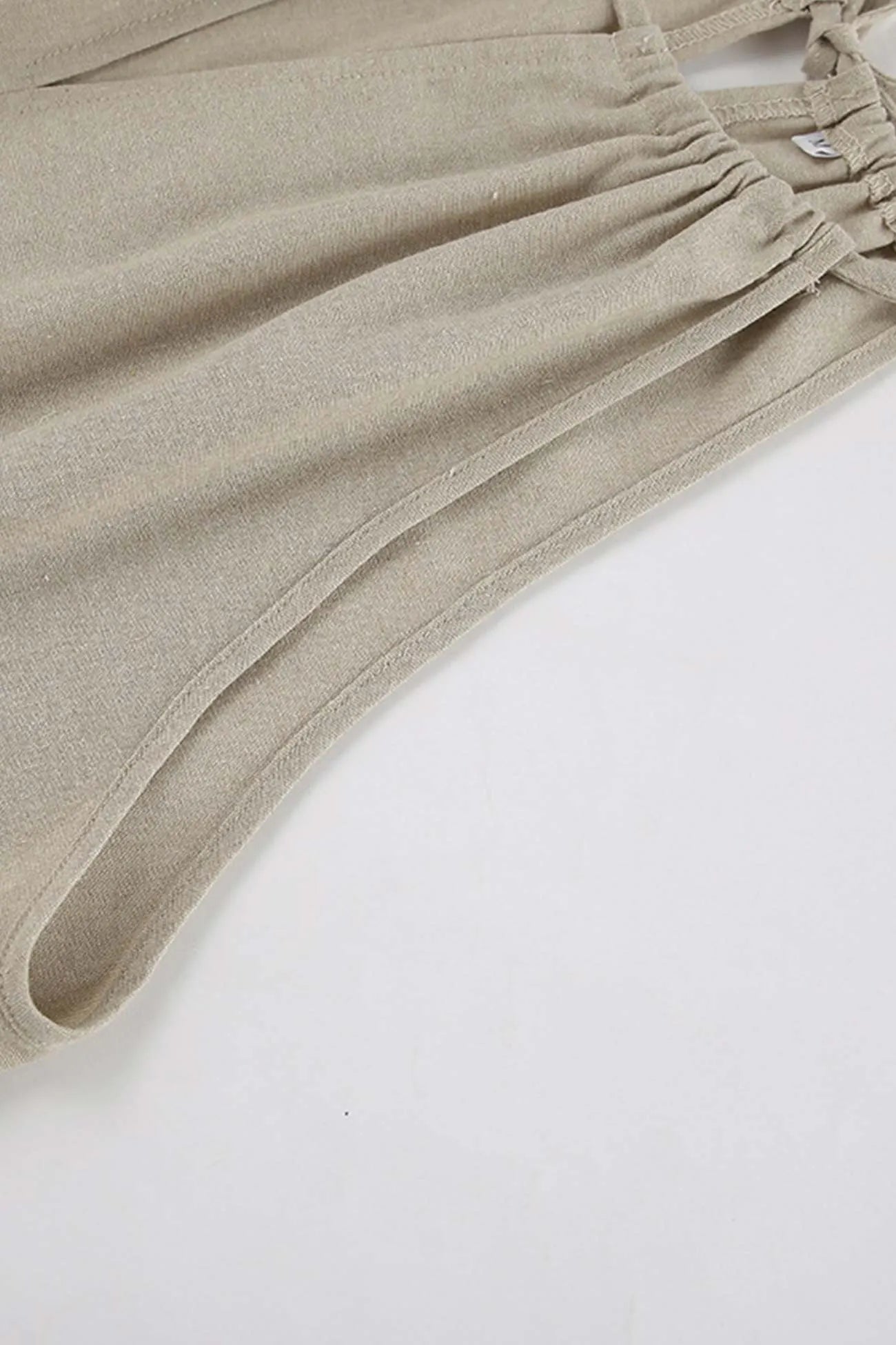 Tie-up Cutout Cotton Tank Top Long Pants Suits