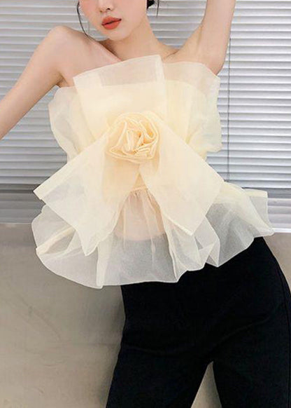 Art Apricot Cold Shoulder Tulle Top Sleeveless