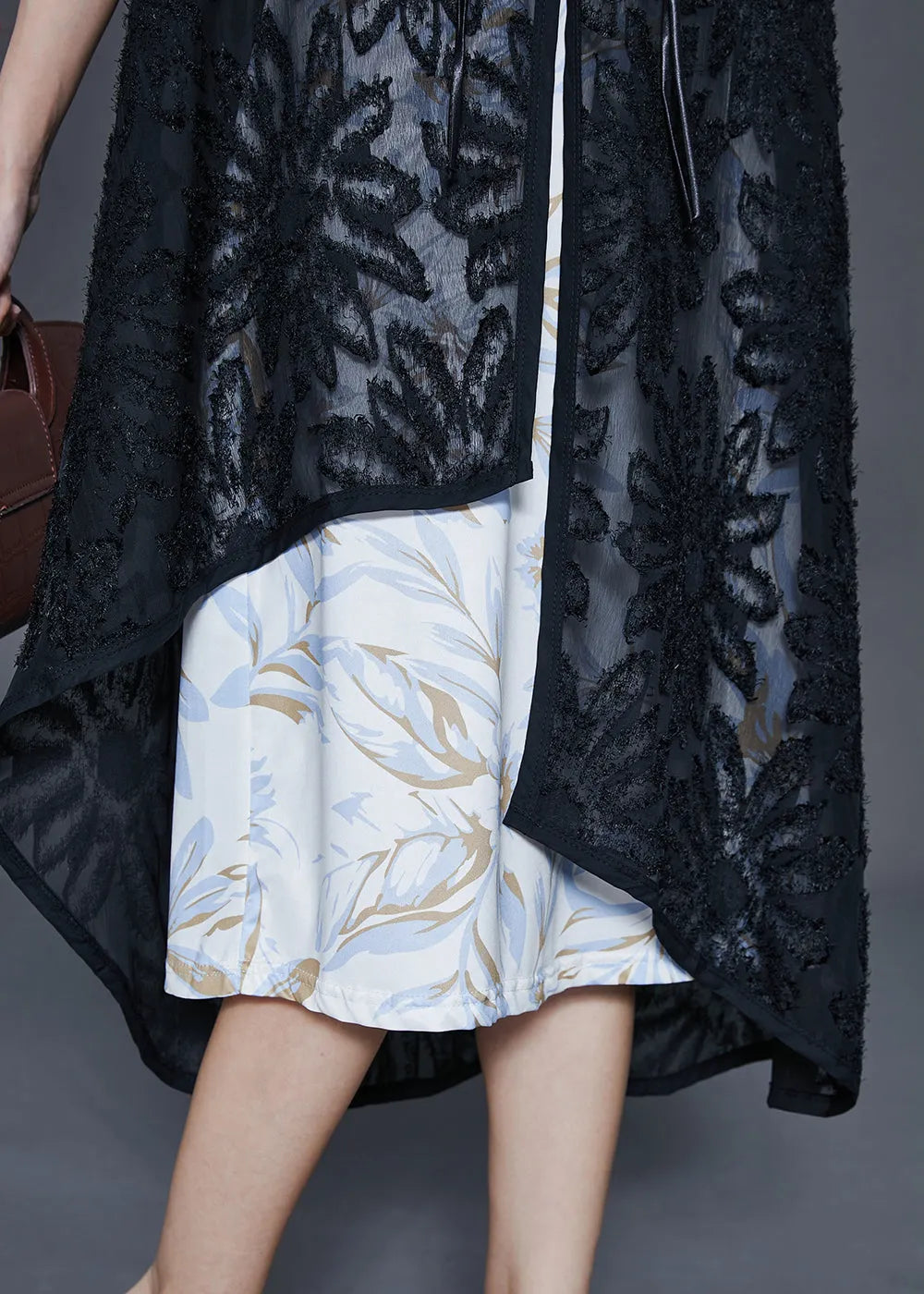 Modern Black Asymmetrical Chiffon Loose Vest Summer