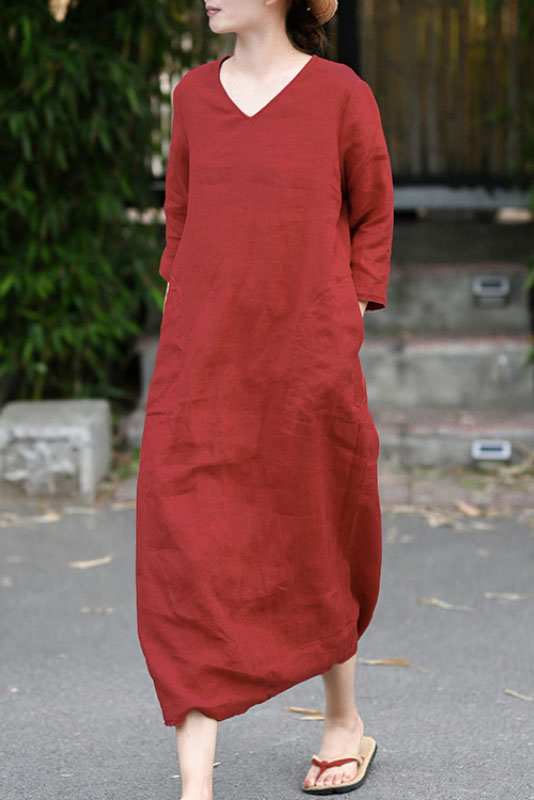 -new Red Linen Dress