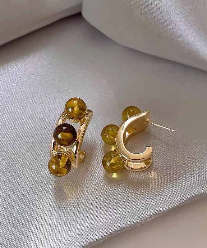 New Gold Sterling Silver Overgild Pearl Hoop Earrings