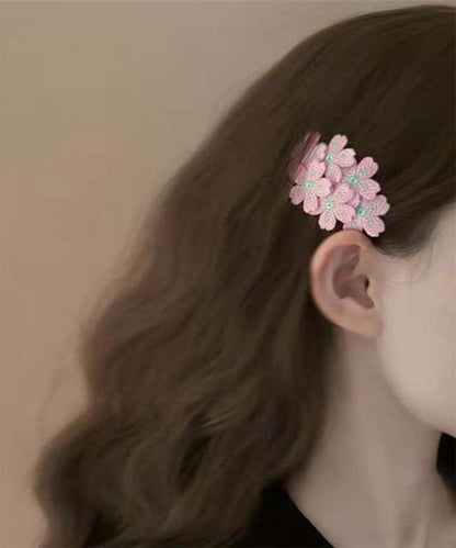 Pink Knit Embroidery Hairpin