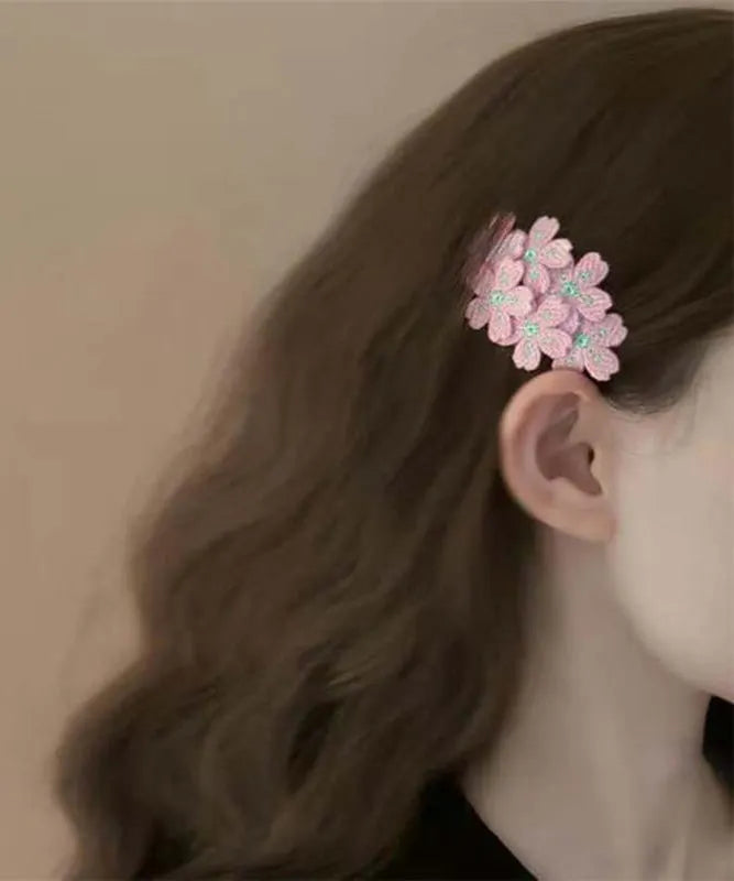 Pink Knit Embroidery Hairpin