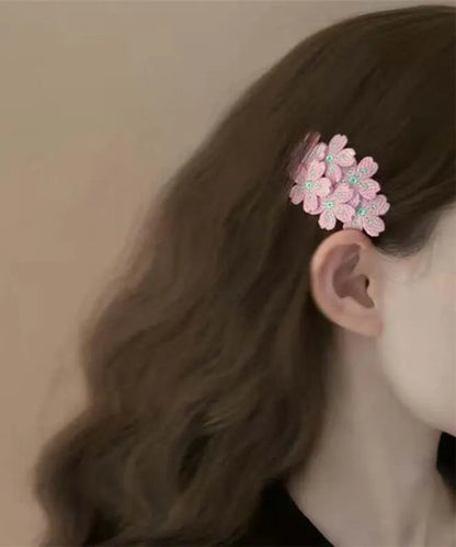 Pink Knit Embroidery Hairpin
