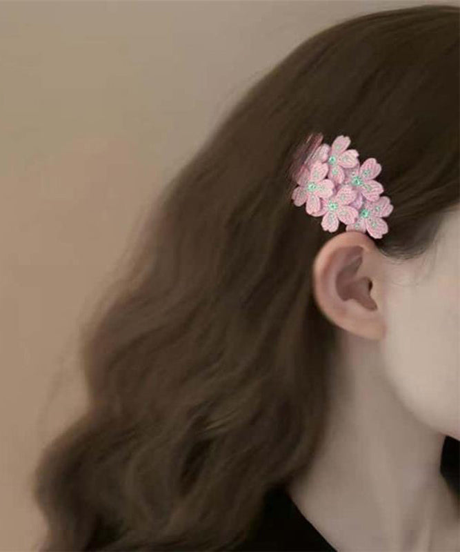 Pink Knit Embroidery Hairpin