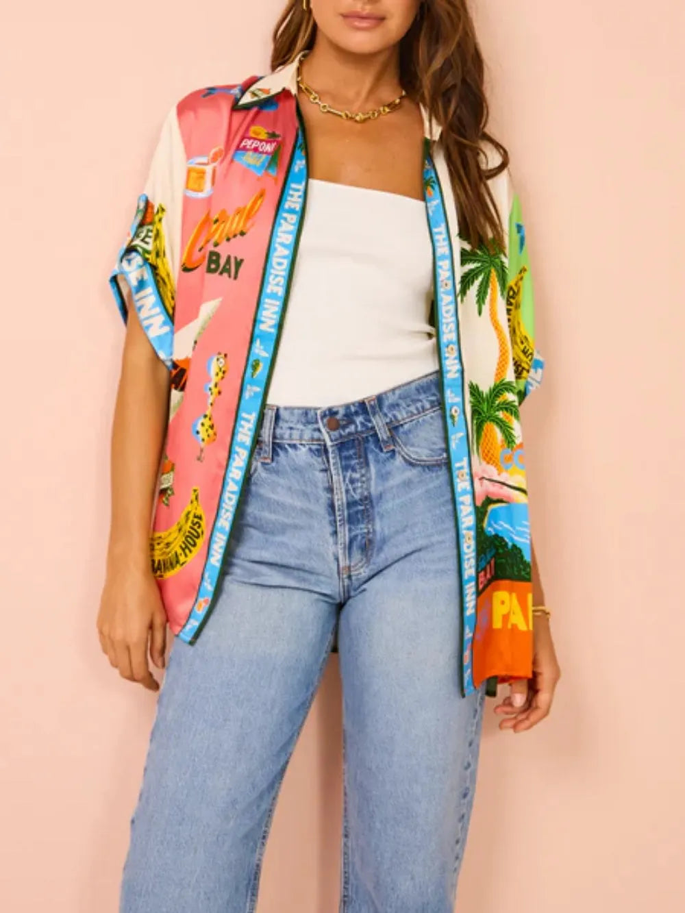 Vacation Beach Sunny Summer Style Printed Two Piece Set - Top