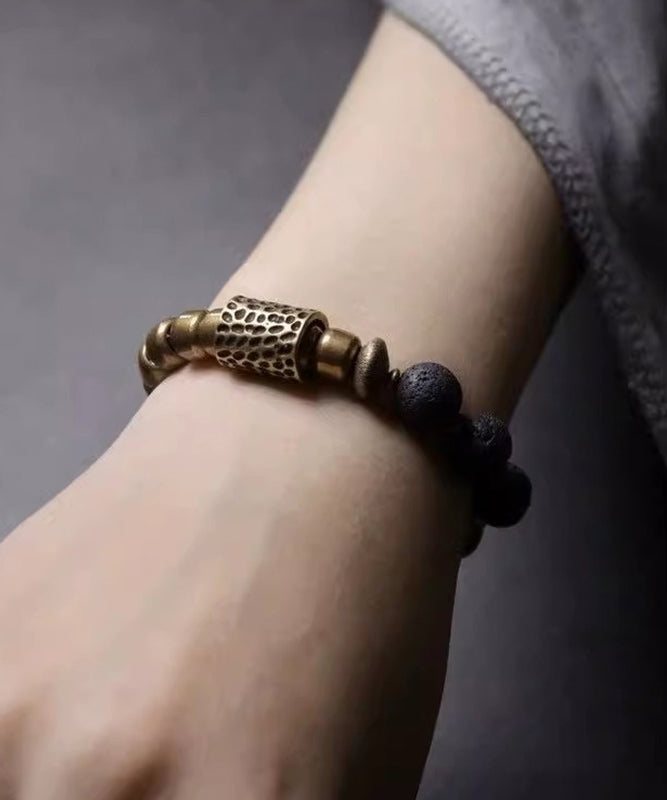 Retro Colorblock Ancient Gold Beads Bracelet
