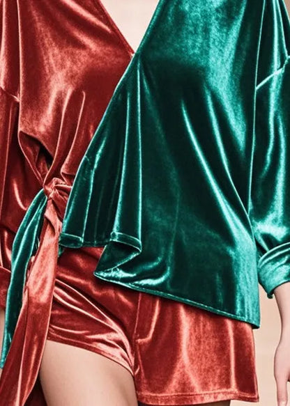 Colorblock Asymmetrical Patchwork Silk Velour Tops Fall