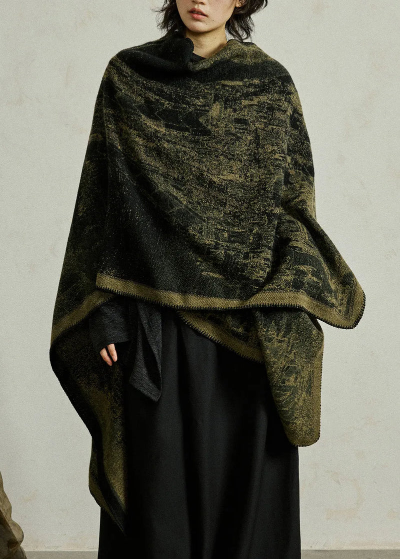 Ginger Print Knit Shawl Batwing Sleeve