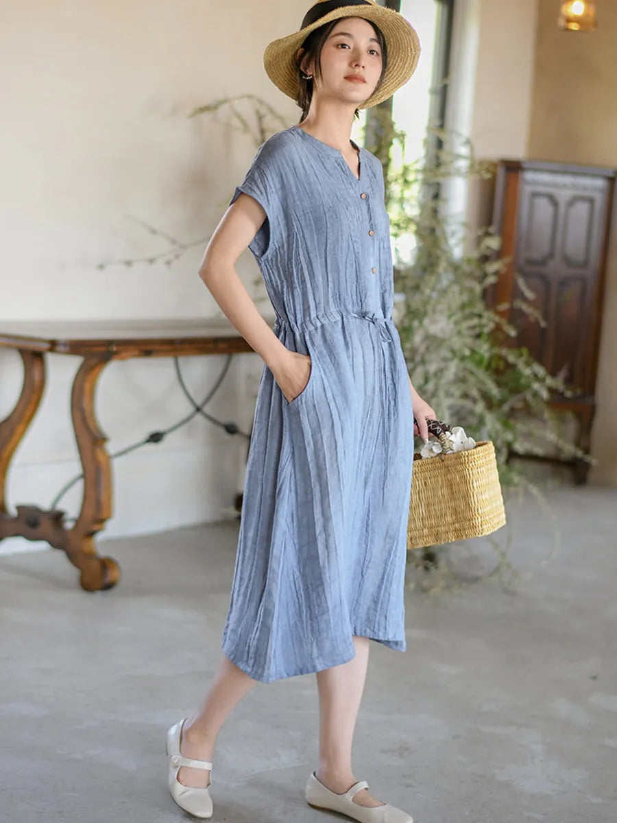 Summer Strap Wrist Linen Dress