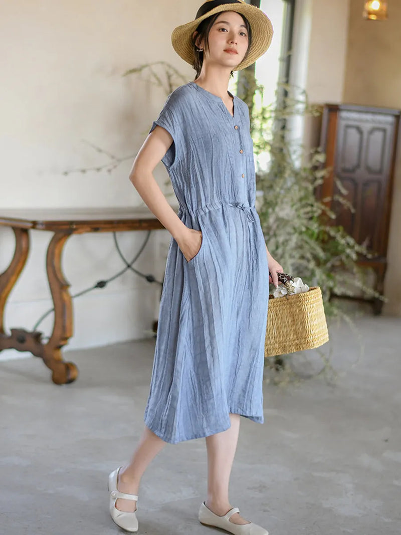 Summer Strap Wrist Linen Dress