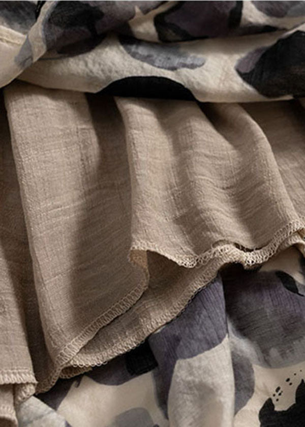 Green Tie Dye Dot Print Exra Large Hem Linen Spaghetti Strap Dress Summer