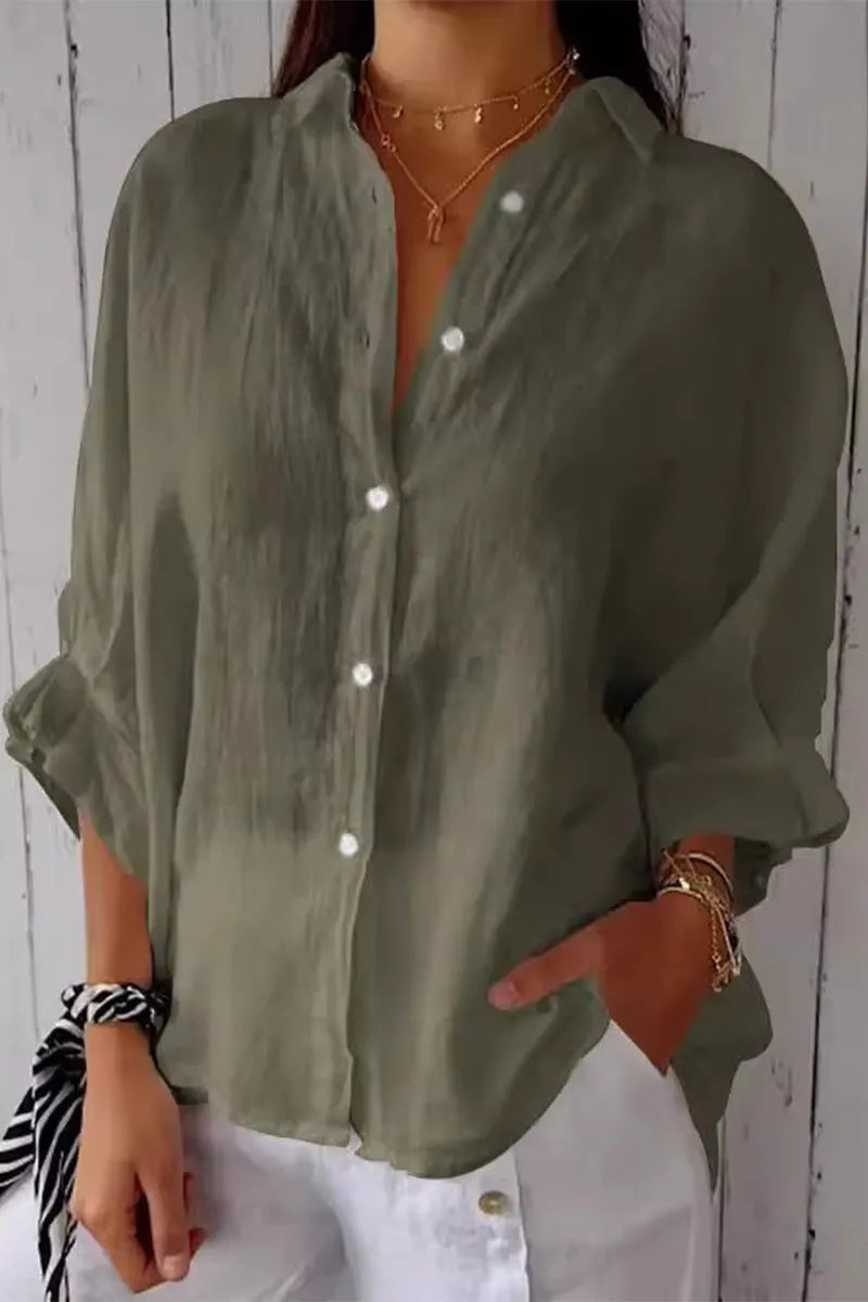 Frenulum Buttons Slit Turndown Collar Tops