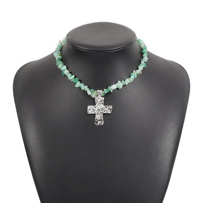 Naturel Stones Cross Necklaces