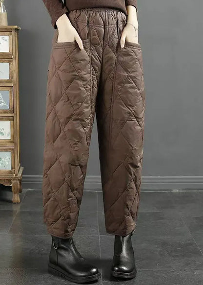 French Black Oversized High Waist Fine Cotton Filled Harem Pants