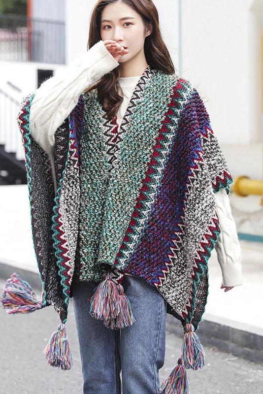 Winter Knitted Warm Tassel Scarf Shawl
