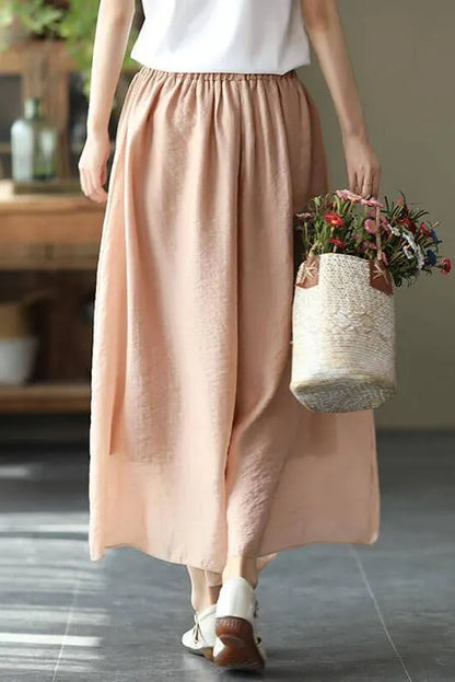 Elastic Waist Lace-up Wide Leg Pants