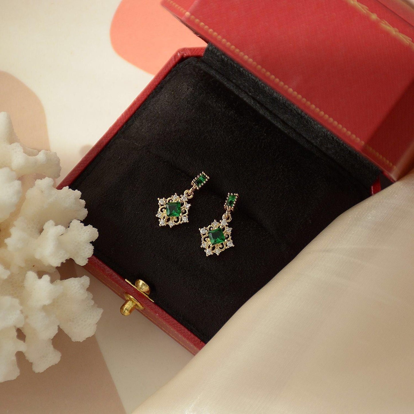 Emerald Baroque Earrings - Daphne