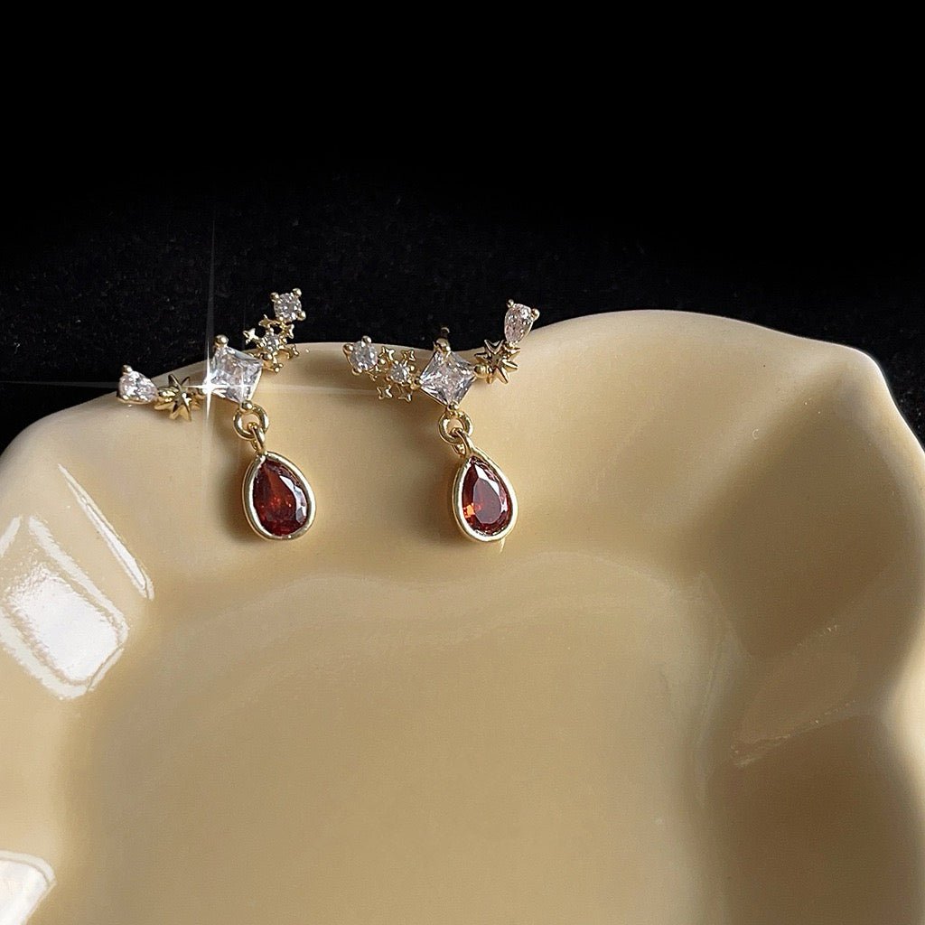 Yasmine Ruby Baroque Earrings