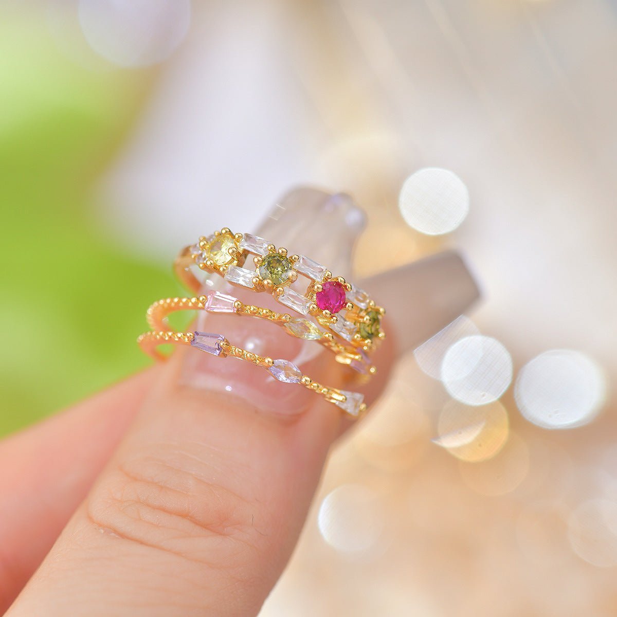 Baroque Gemstone Ring Set