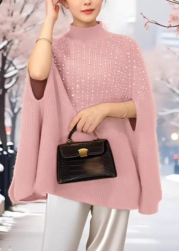 Pink Turtleneck Thick Cotton Knit Sweaters Winter