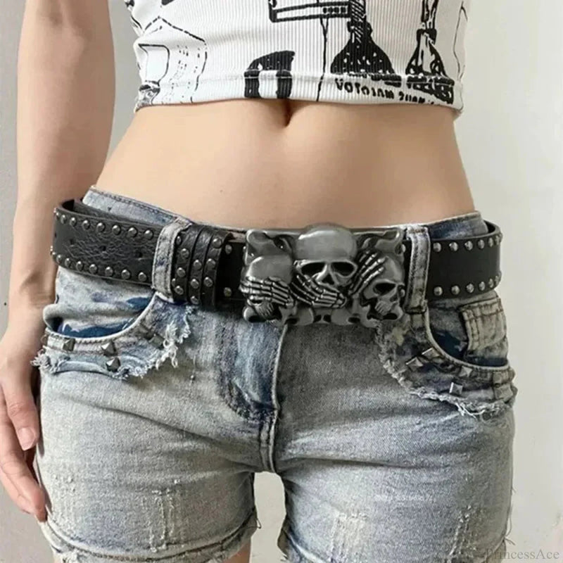 Rebellious Dark Skull Hand Leather Belt