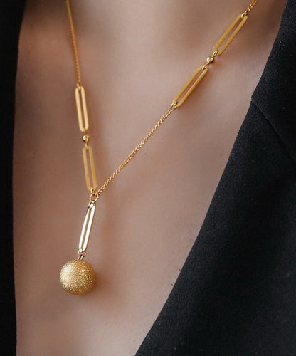 Diy Gold Stainless Steel Overgild Matte Little Ball Pendant Necklace