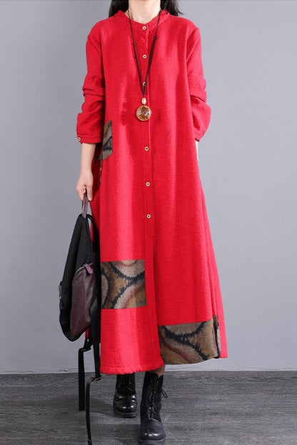 Fluffy Print Dress Winter Cotton Dress