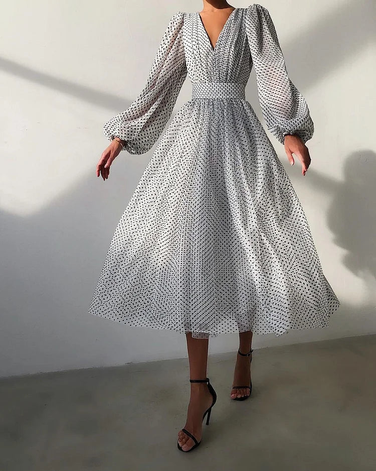 Dot Patchwork a Line Dresses